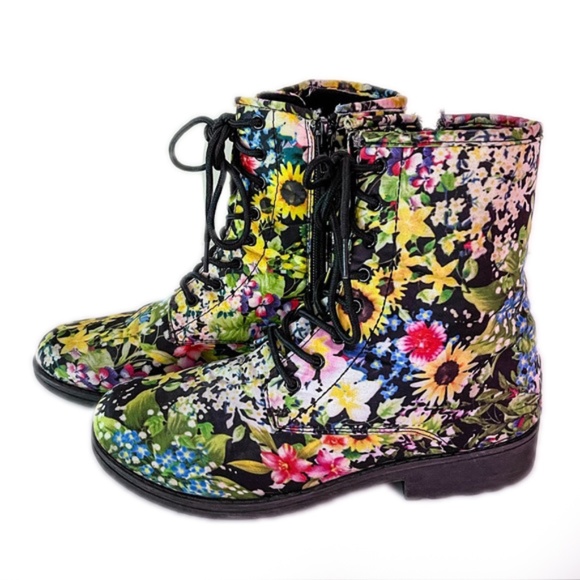 Epic Floral Combat Boots - Picture 1 of 5